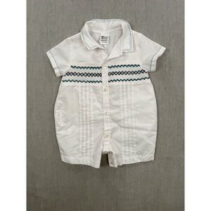 Sarah Louise England White Hand Smocked Embroidered Romper 3 Months Baby Boy